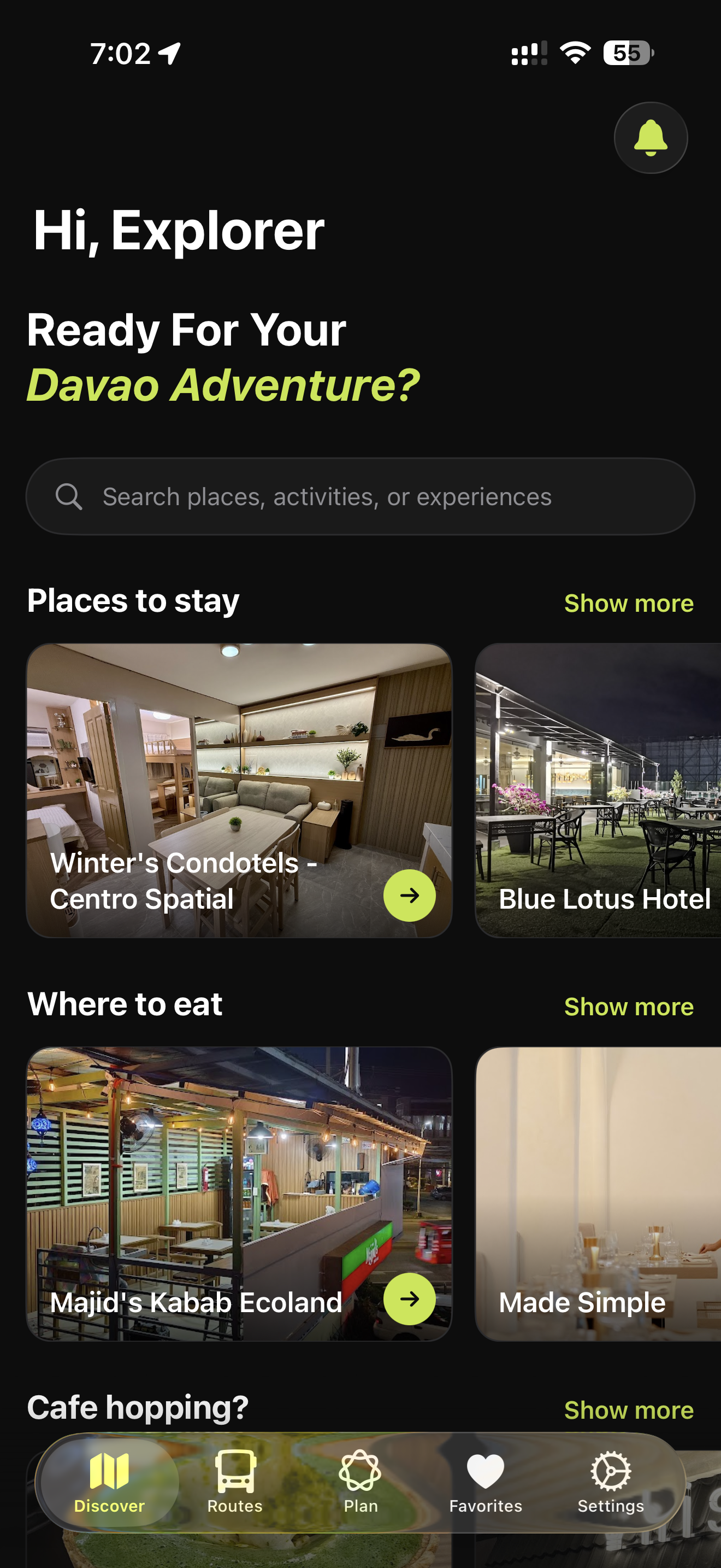 Discover tab